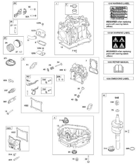 D - Ingranaggio albero a camme, coppa/coperchio scatola albero motore, albero motore, cilindro, testata del cilindro, pistone/segmento pistone/biella B&S - 10 €¦ 100602-0161-H8 brand Stihl